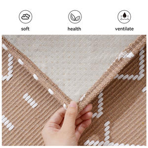 Tapis de cuisine à motif géométrique antidérapant rectangulaire en polyester et coton marron pour la cuisine - Product Image 4