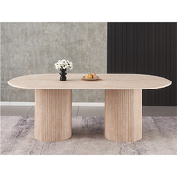 Table de salle à manger ovale en travertin personnalisable pour cuisine et restaurant