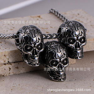 Collar Retro con Colgante de Calavera en Aleación de Zinc, Diseño Geométrico de Esqueleto, Estilo Hip Hop SP1071 - Product Image 3