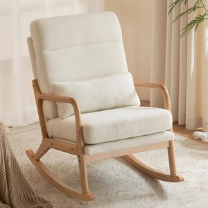 Mid Century Accent Chair with High Backrest Removable Glider Rocker for <strong>Nursery</strong> <strong>Armchair</strong> with Lumber Pillow for Living Room - Product Image 1