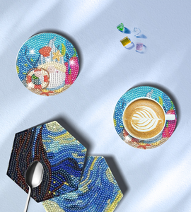 Kit de sous-verres de Noël DIY en peinture diamant 5D, motif bonhomme de neige, 6 pièces avec support - Product Image 6