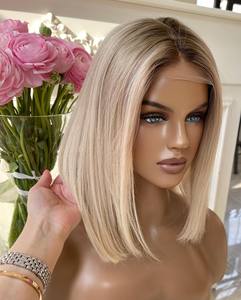 Parrucche in <span class=keywords><strong>Capelli</strong></span> Umani Vergini con <span class=keywords><strong>Colore</strong></span> Ombré Platino <span class=keywords><strong>Cenere</strong></span>, Radici Scure, HD 13X4 Senza Colla, Lunghezza 8-14 Pollici - Product Image 4