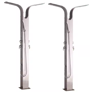 Panel de ducha moderno de acero inoxidable con chorros de cascada cepillados Columna montada en la pared <span class=keywords><strong>Torres</strong></span> Inodoros-para el baño - Product Image 1