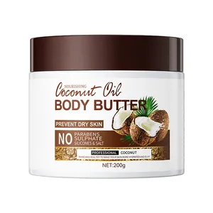 Oem Private Label Skin Care Lightening Moisturizer Body Butter Cream Coconut Natural Adults Female Whitening Body Lotion