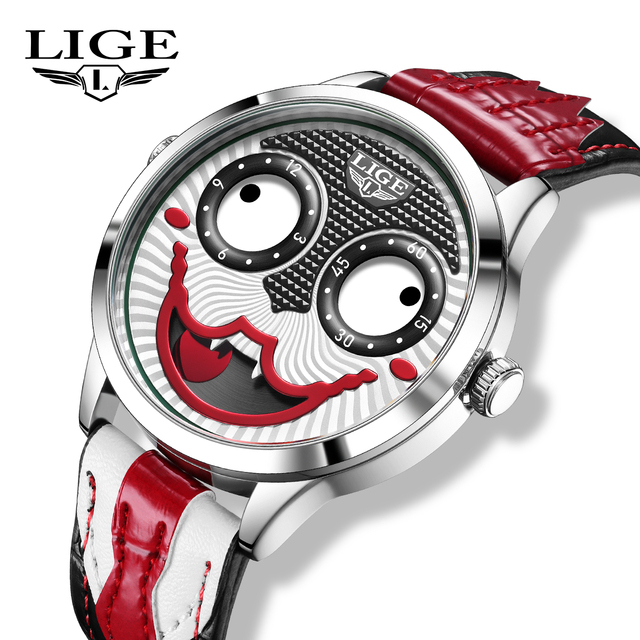 Oem LIGE Creative Wristwatch Fashion  Clown Watches for Men Personality Quartz Waterproof Sports Joker Watch