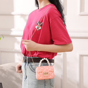 Fashionable Jelly Bag Women's Pearl <b>Small</b> Satchel Portable PVC Lined Mini Sling Crossbody Bag Phone Coin <b>Purse</b> Handbag - Product Image 4