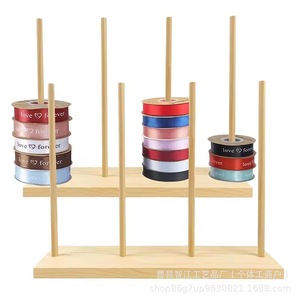 Wooden ribbon display rack, <b>desktop</b> ribbon organizer, sewing thread spool rack, ribbon rack for cake shops and flower shops - Product Image 3