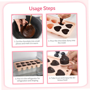 Household Heart-Shaped 10-Hole Food Grade Silicone Ice Cube Tray Lid Freezer Food Mold Cake Baking Food Presentation - Product Image 5