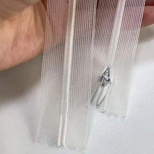CYG 3# 5# Open End Transparent Invisible Nylon Zippers For Wedding Dress