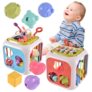 DADI OEM/ODM <span class=keywords><strong>6</strong></span> 12 <span class=keywords><strong>Mois</strong></span> Éducatifs Enfants Apprentissage Tirant Chaîne Élastique Corde Empilable Bloc Jouet 7 En 1 Bébé <span class=keywords><strong>Activité</strong></span> <span class=keywords><strong>Cube</strong></span> - Product Image 5