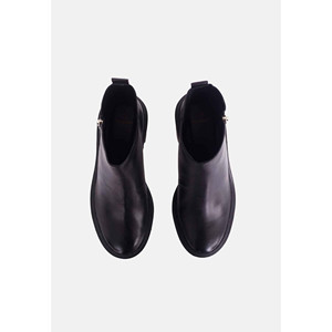 Bottines en cuir de chèvre noir Sophora pour femmes, bout rond, talon bloc - Product Image 5