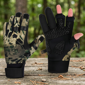 Logo Print <b>Nylon</b> Unisex Motorcycle Gloves Waterproof <b>Hook</b> Loop Closure Sun Protection Non-Slip Wear-Resistant for Fishing - Product Image 3
