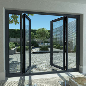 דלת חביות מחיצה פנים מודרנית דלת חדר אמבטיה גינה-מסגרת אלומיניום זכוכית צלולה 5 + שנה - Product Image 5