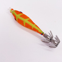 TG 7cm 4g Leurre de pêche phosphorescent pour calamar et seiche, type Egi, avec crochet et tube de soufflage, imitation crevette en bois