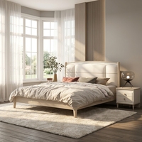 Juego de Cama King Size Moderna con Panel y Mesita de Noche para Dormitorio de Villa de Lujo o Habitación de Hotel