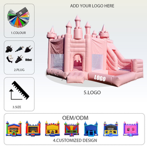 Château Gonflable Rose Sec et Humide avec Toboggan et Trampoline, Idéal pour Mariages et Fêtes, Équipement de Location pour Adultes et Enfants - Product Image 5