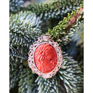 Colgante de Coral con Patrón de Números y Campanas, Chapado en Oro Rosa y Latón, Piedra Principal de Ágata, para Fiestas - Product Image 3