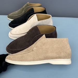 Bottes de désert décontractées montantes en cuir véritable pour homme, antidérapantes, à semelle plate, style mocassins à enfiler - Product Image 4