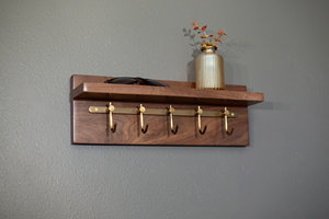 Rắn Walnut Key rack cổ điển Mộc mạc treo tường bằng gỗ Key chủ trang trí kệ mail <span class=keywords><strong>Organizer</strong></span> cho mộc mạc trang trí nội thất - Product Image 2