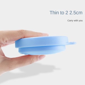 High Quality Collapsible Travel Camping Silicone Folding Drinking <b>Cup</b> Spill Proof with Lid - Product Image 4