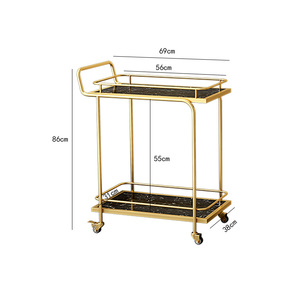 Hotel Top Grade Portable <strong>Food</strong> <strong>Cart</strong> Commercial Gold Wine Rack Iron Cake Delivery Car Multi Purpose Trolley - Product Image 3