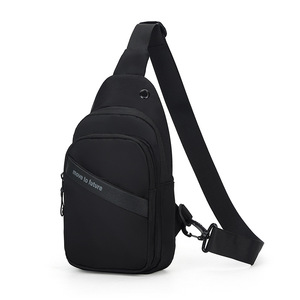 Men's Fashionable <b>Black</b> Oxford Material Waterproof Chest Shoulder Travel Sling <b>Bag</b> USB Zipper Closure Portable Business Outdoor - Product Image 4