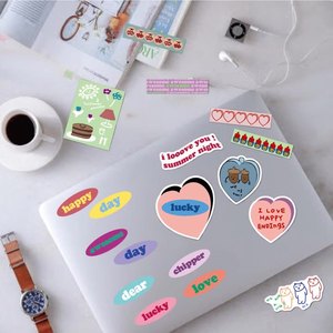 40 autocollants décoratifs personnalisés en PVC découpés à la forme de lettres de dessins animés pour boîtes cadeaux et emballages alimentaires DIY - Product Image 1