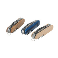 Couteau pliant multifonction 9 ouvertures 11 fonctions avec lame en acier inoxydable et manche en bois, outils de camping en plein air