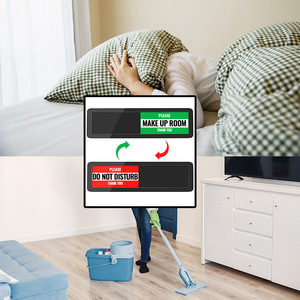 Slide Out Door Sign For Hotel Room Status Make Up Room Do Not Disturb Portable <b>Acrylic</b> Notice <b>Board</b> Black - Product Image 4