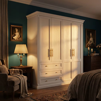 Armoire à portes battantes de style Shaker moderne avec 4 portes et 3 tiroirs pour un mobilier de chambre élégant