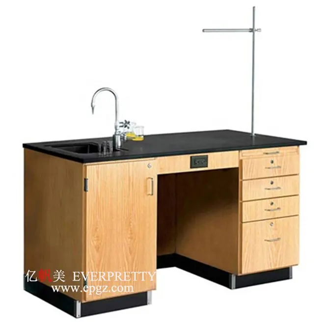 Современная школьная лабораторная мебель высшего качества, студенческий Прочный полимерный деревянный лабораторный стол с краном