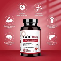 Complément Alimentaire Coenzyme Q10 400mg en Gélules Molles avec PQQ, L-Carnitine, Vitamine E, Oméga-3, Extrait de Poivre Noir, 120 Gélules