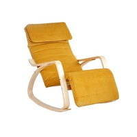 Chaise longue inclinable en bois massif au design moderne pour chambre à coucher, bureau à domicile et salon avec coussin amovible