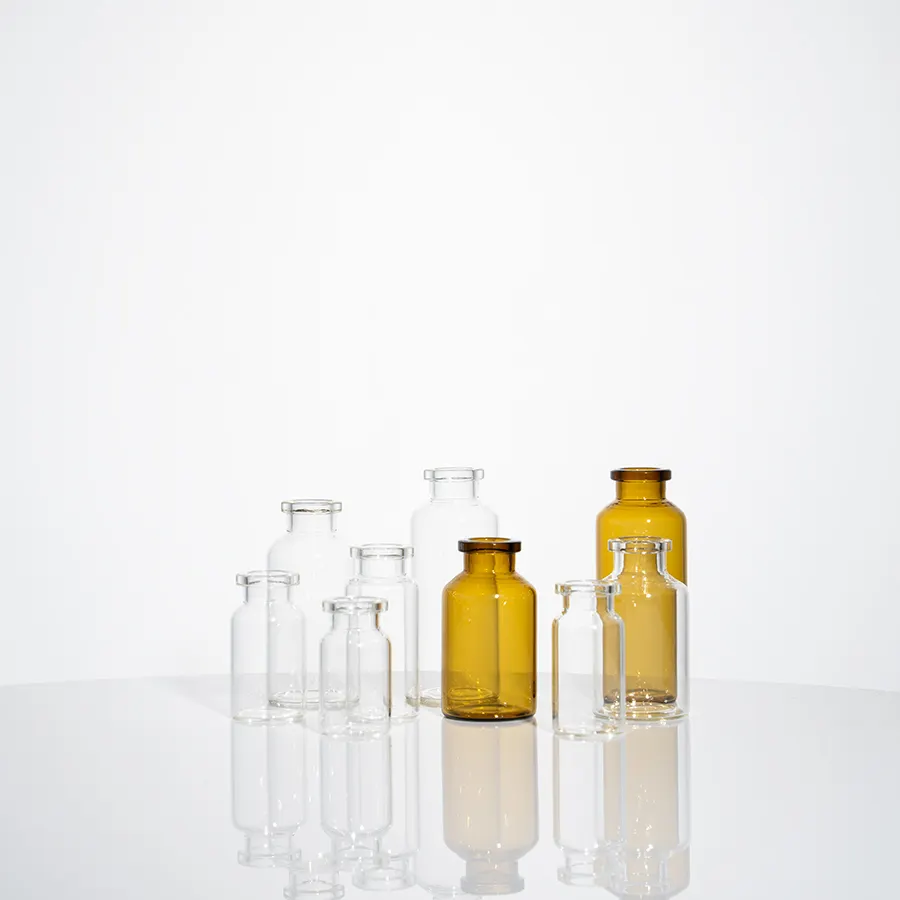 Frascos de vidro para injeção estéreis farmacêuticas de vidro tubular por atacado de fábrica frascos transparentes âmbar