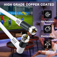 Cable Coaxial RG6 Blanco con Triple Blindaje Trenzado, Conductor de Cobre Desnudo, Conector en Ángulo de 90 Grados para HDTV, TV 1080P, Internet (PVC)
