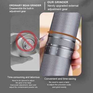 10 Stars Al-Alloy Body 420 Stainless Steel Burr Espresso <b>Mini</b> Small Hand Mill Portable Manual Coffee <b>Grinder</b> with Wood Knob - Product Image 3