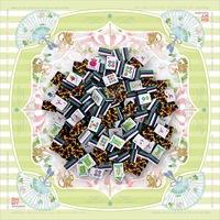 Tapis de jeu de Mahjong américain avec motif floral géométrique imprimé paon, tapis en caoutchouc naturel enroulable