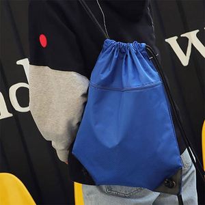 Custom Custom Logo Gym <b>Backpack</b> Water Resistant Polyester <b>Drawstring</b> Bag with Zipper Folding Style and Letter Pattern - Product Image 2