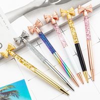 Thiết Kế Mới Bướm Bow Glitter Pen Liqiuid Nổi Vàng Lá Kim Loại Bóng Bút Với Quà Tặng Khuyến Mại Bow Pen Với Logo