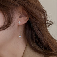 Boucles d'oreilles pendantes simples en zircon avec longues pampilles pour femmes, délicates, style coréen, bijoux fantaisie pour femme, vente en gros