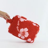 Pochette de maquillage en tissu éponge doux et absorbant, motif hibiscus hawaïen, pour voyage, trousse de toilette en tissu éponge