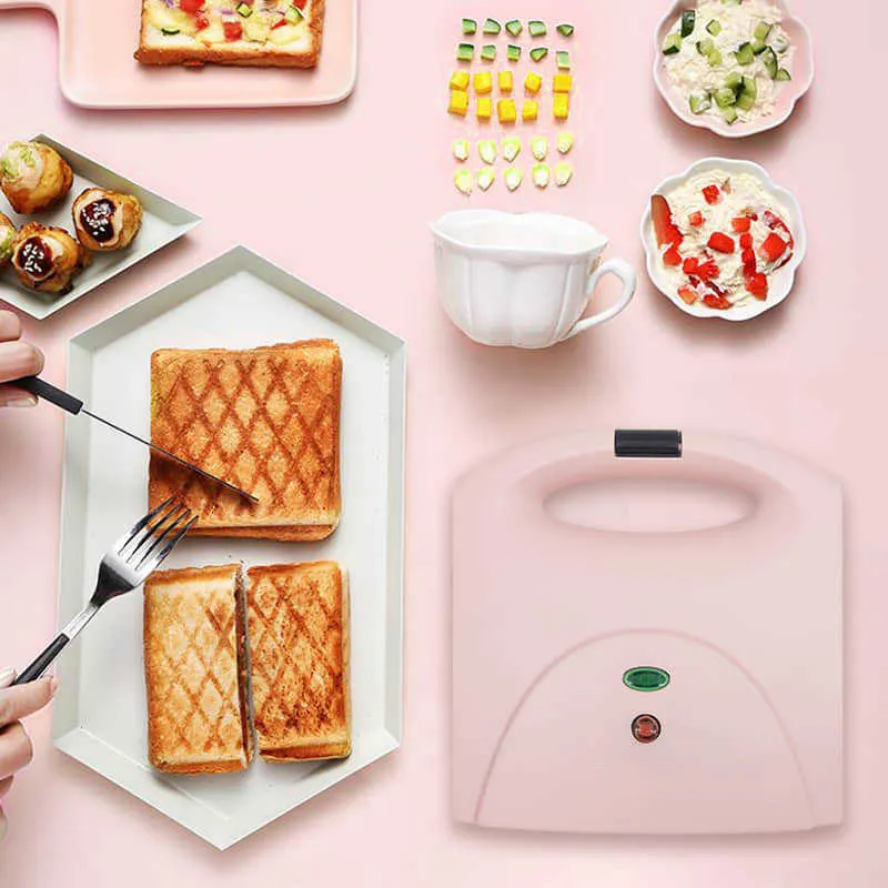 Máquina do pequeno almoço Cozinha multi-função leve sanduíche máquina imprensa pão torradeira sanduíche e waffle maker