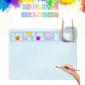 مجموعة ألعاب رسم للأطفال بشعار مخصص ، سجادات رسم قابلة لإعادة الاستخدام ، سجادة سيليكون للرسم الفني مع كوب ، سجادات سيليكون للحرف اليدوية - Product Image 5