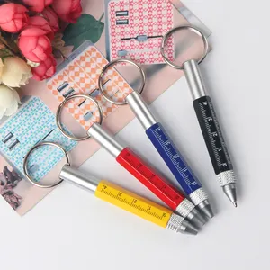 Custom metal ball point multifunction tool unique logo printed high end personalised pens key chains