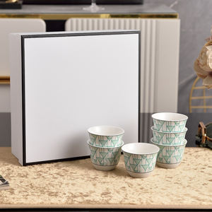 Service à thé en porcelaine fine de haute qualité, motif diamant rouge ou triangle vert, tasses à thé en céramique avec emballage cadeau - Product Image 3