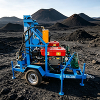 Machine portable de forage de puits d'eau LY150 sur roues, diesel 22 CV, hydraulique, profondeur 200 m