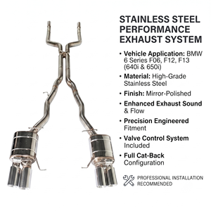 Vortex Elite-Tuned Stainless Steel System For BMW F06 F12 F13 640i 650i Quad-Tip <b>Exhaust</b>-Setup - Product Image 1