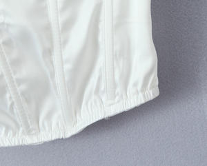 Top Corto da Donna Casual alla Moda con Spalline Sottili e Zip Posteriore in Due Colori Tinta Unita - Product Image 5