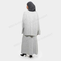 Ensemble 2 pièces sur mesure en tricot premium, pull gris ample et jupe longue, vêtements pour femmes musulmanes, collection hiver, vente en gros