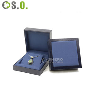 Caja de collar de papel imitación cuero de alta gama, materiales personalizados, cajas de plástico, inserto de terciopelo de lujo, caja de plástico para joyería - Product Image 1